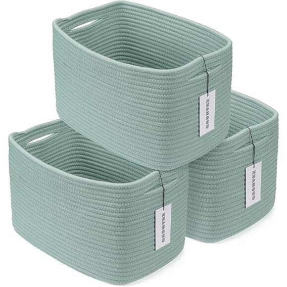 Cotton Rope storage Basket Bins Woven Basket for Organizing Shelves Rectangle - Picture 8 of 8
